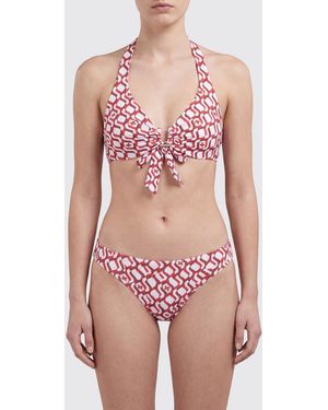 Max Mara Monogram Print Halterneck Bikini Top - Red
