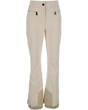 Moncler Ski Pants With Flared Leg And Front Zip Pockets - Natural