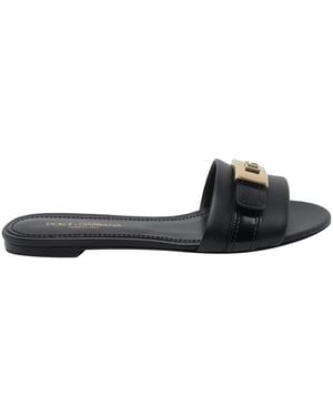 Dolce & Gabbana Dolce&Gabbana Logo Slide Sandals - Black