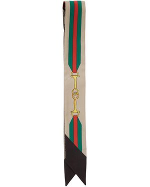 Gucci Scarf With Logo Print And Maxi Web Detail - Multicolor