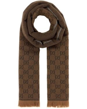 Gucci Camel Wool Scarf - Brown