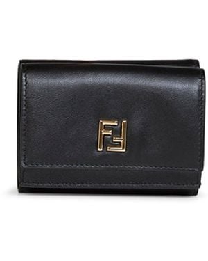 Fendi Grained Leather Mini Trifold Ff Wallet - White