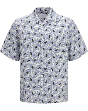 Prada Cotton Shirt With Floral Print - Gray