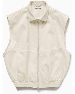 1989 STUDIO Light Cream Gabardine Zip Up Vest - Natural