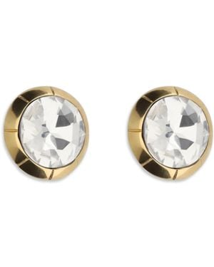 Alessandra Rich Round Crystal Clip-On Earrings - White