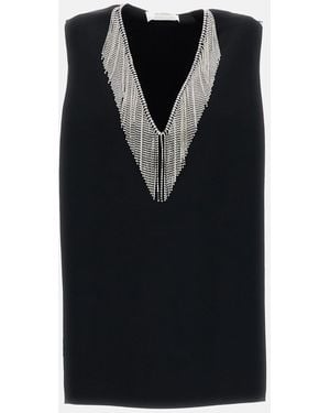 Sportmax Sleeveless Cady Top With Rhinestone - Black