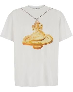 Vivienne Westwood T-Shirt With Round Neck And Print On The Front - White