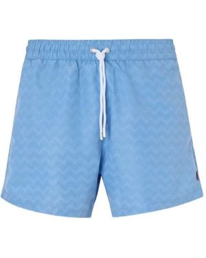 Missoni Drawstring Swim Shorts With Zigzag Pattern - Blue