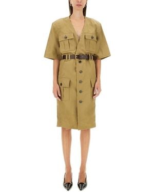 Saint Laurent Saharienne Muslin Mini Dress - Yellow