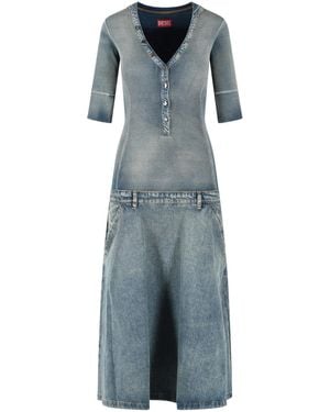 DIESEL Low Waist 'De-Anim-S' Midi Dress - Blue