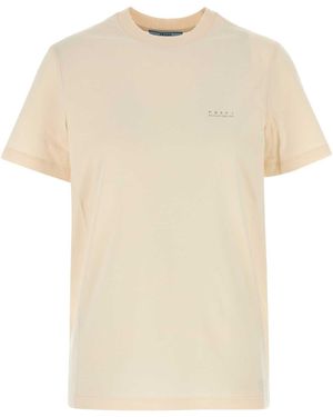 Prada Sand Cotton T-Shirt - Natural