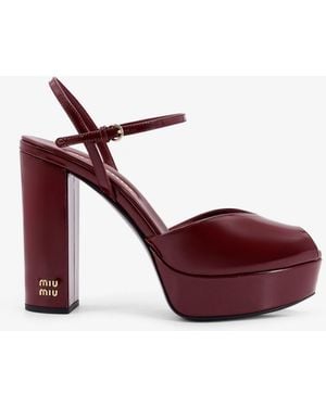 Miu Miu Patent Leather Sandals With Heel And Wedge - Red