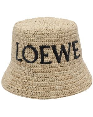 Loewe Logo Rafia Bob Hat - Natural