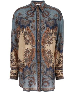 Zimmermann 'Ascension' Shirt With Classic Collar And All-Over Print - Gray