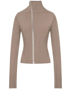 Rick Owens Gary Fitted Jacket With Asymmetric Zip - Natural