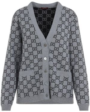 Gucci Gg Knit Cardigan - Gray