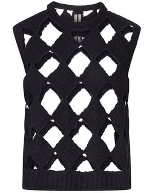 Rick Owens Openwork Cashmere-Silk Blend Sarutanya Top - Blue