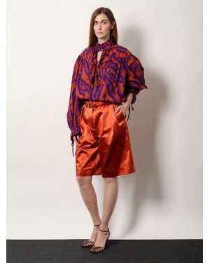 Dries Van Noten Catya Cotton Shirt With Crushed Stripe Print - Red