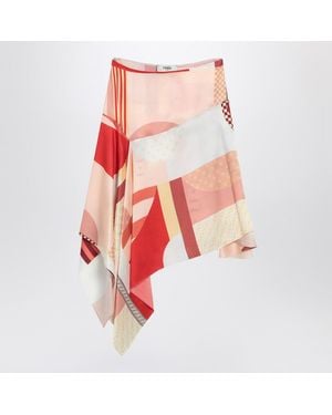 Fendi Silk Skirt With Patchwork Print - Red