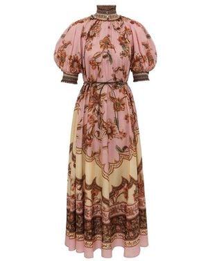 knee length dresses for ladies Zimmermann Daylight Twist Midi Dress | Cream/Black main image 0