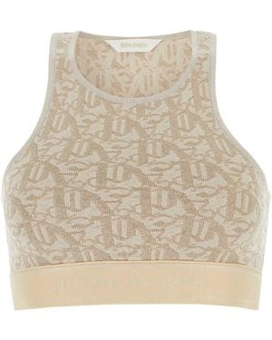 Palm Angels Embroidered Viscose Blend Top - Natural