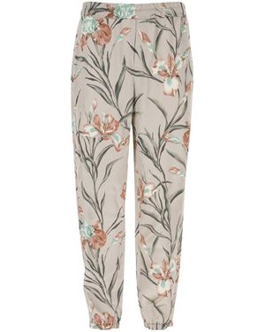 Saint Laurent Printed Satin Pant - Natural