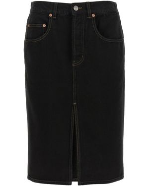 Saint Laurent Cotton Midi Skirt - Black