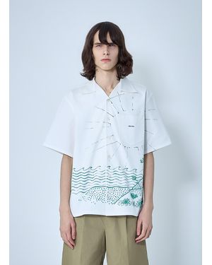 Prada Wave-Print Oversized Shirt - White