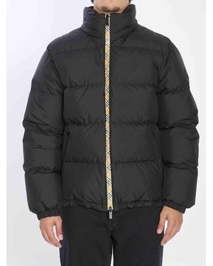 Burberry Puffer Jacket With Packable Hood - Black