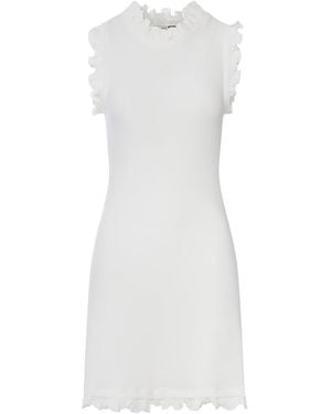 Loewe X Paula's Ibiza Ribbed Jersey Dress With Ruffles - White