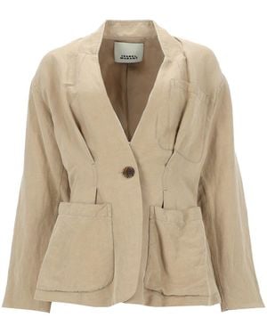 Isabel Marant Elegant Linen-Silk Blend Jacket - Natural