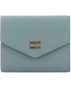 Miu Miu Snap Closure Small Leather Wallet - Blue