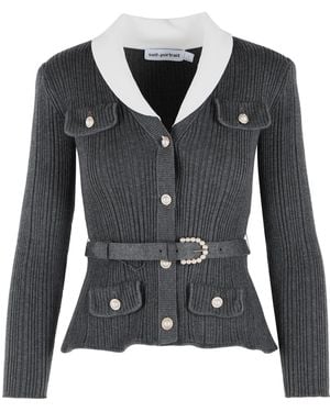 Self-Portrait Self Portrait Ribbed Cardigan - Black