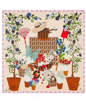 Fendi Printed Silk Foulard - White