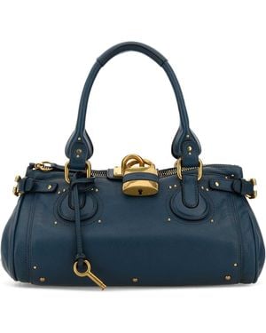 Chloé Leather Paddington Shoulder Bag - Blue