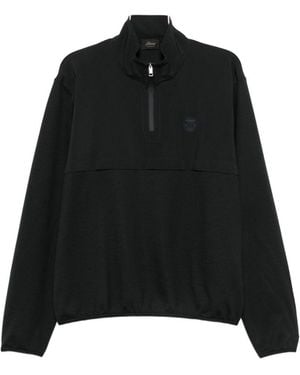 Brioni Wool Half-Zip High Neck Sweater - Black
