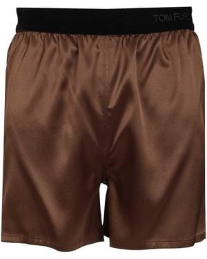 Tom Ford Silk Satin Shorts - Brown