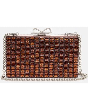 Self-Portrait Chainmail Clutch Bag - Brown