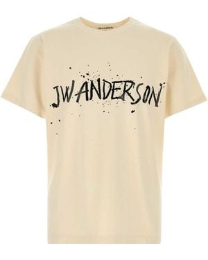 JW Anderson Jw Anderson Melange Ivory Cotton T-Shirt - Natural