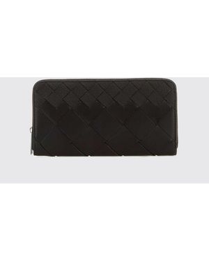 Bottega Veneta Intrecciato Leather Continental Zip-Around Wallet - Gray