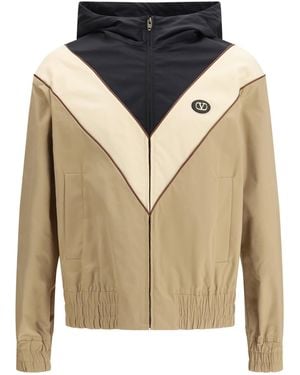 Valentino Nylon Hooded Windbreaker Jacket - Blue