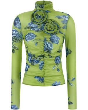 Magda Butrym 15' Slim Fit Floral Print Top - Green