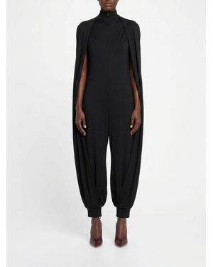 Alaïa Alaia Pure Wool Jumpsuit With High Neck And Ruched Shoulders - Black