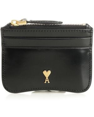 Ami Paris Ami Zip Card Holder - Black