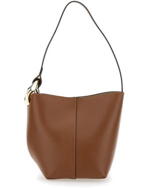 JW Anderson Jw Anderson 'Corner Small Bucket' Shoulder Bag With Metal Knot Detail - Brown