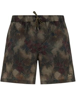 Herno Tropical Pattern Ripstop Nylon Swim Shorts - Gray