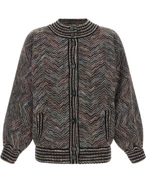 Missoni Chevron Knit Bomber Jacket - Gray