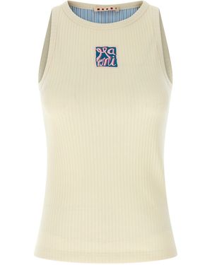 Marni Logo Patch Tank Top Tops - Natural