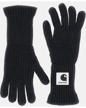 Sacai X Carhartt Wip Wool-Blend Knit Gloves - Black