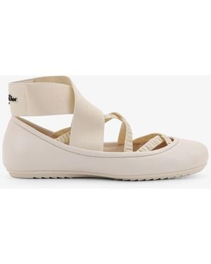 Dior Dior Shade Leather Ballerinas With Elastic Bands - Natural